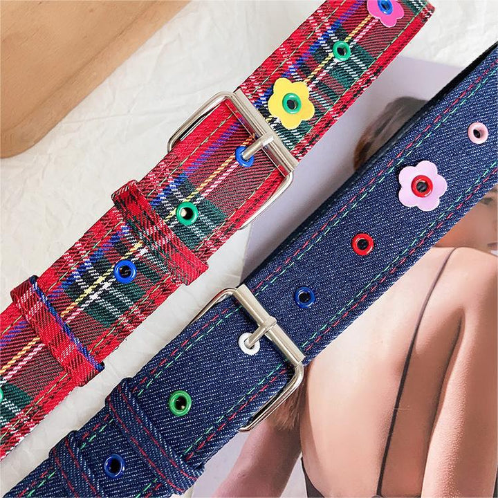 y2k-kawaii-fashion-Plaid Print Belt-Pinky Dollz