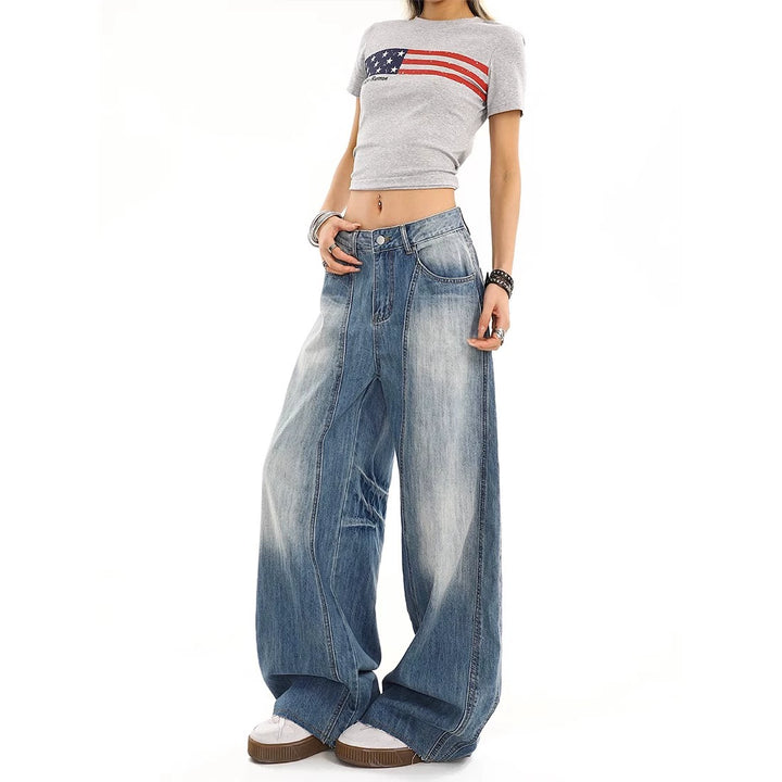 y2k-kawaii-fashion-Y2K Light Wash Wide-Leg Jeans-Pinky Dollz