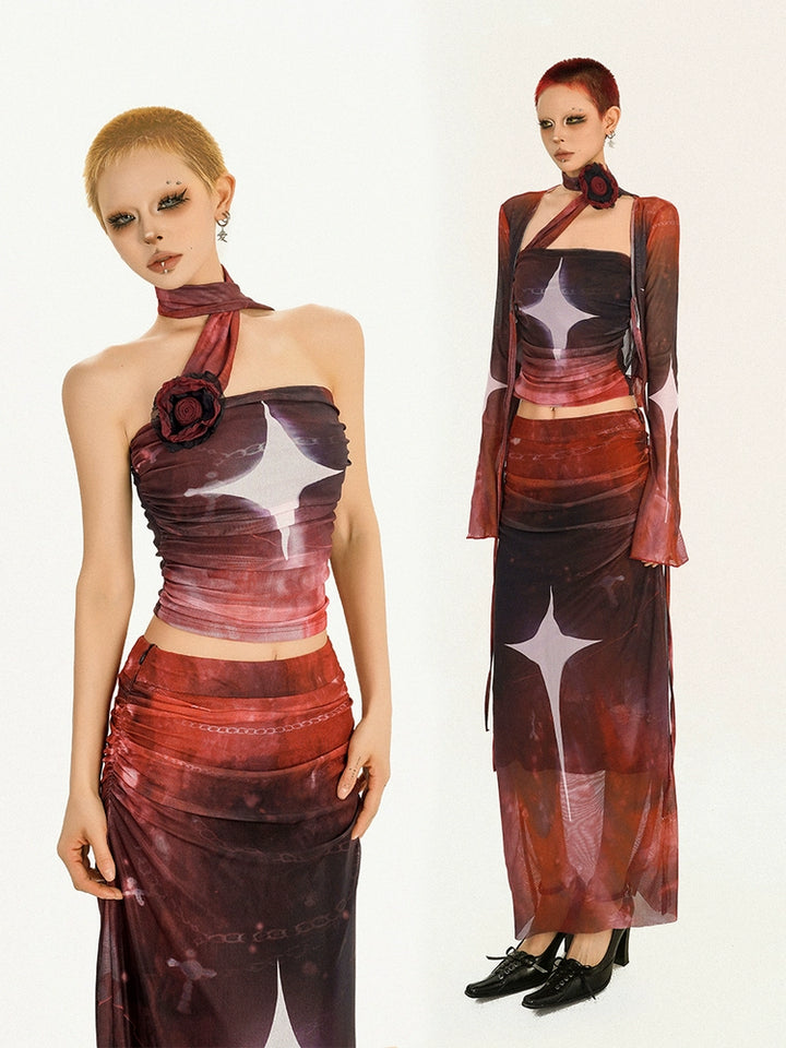 y2k-kawaii-fashion-Cosmic Mesh 3-Piece Set-Pinky Dollz