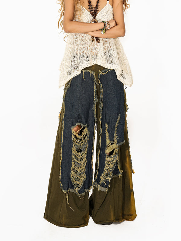 y2k-kawaii-fashion-Distressed Wide Leg Jeans-Pinky Dollz