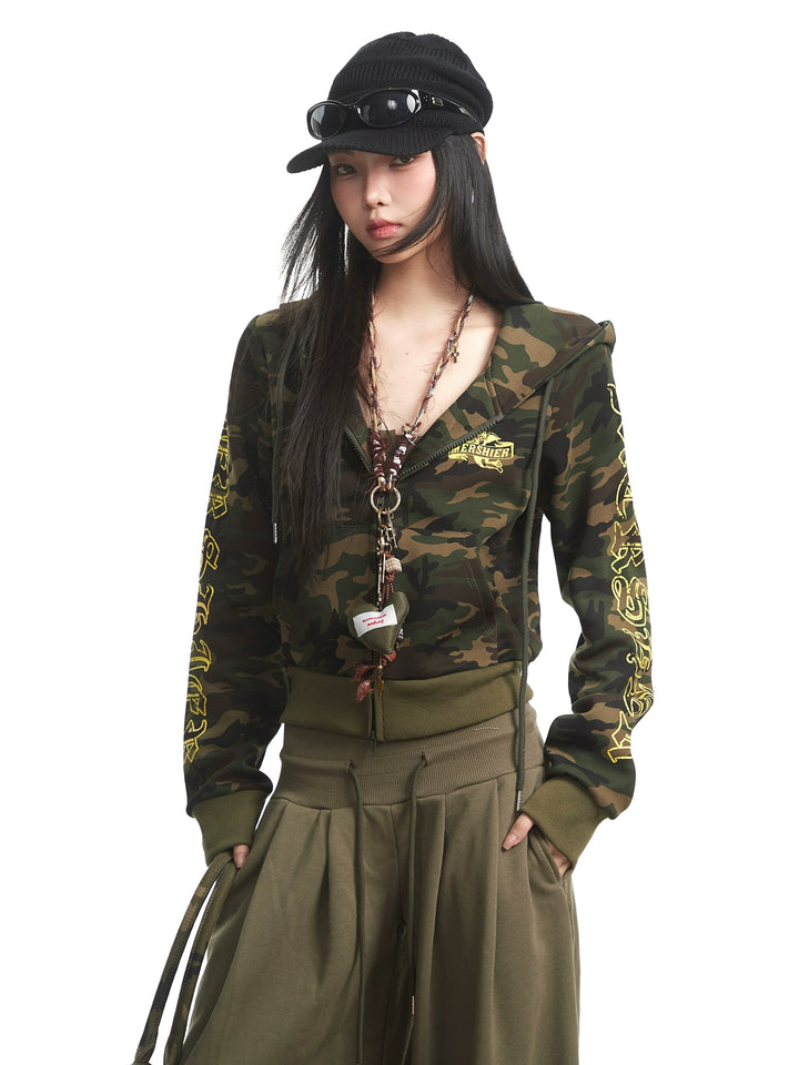 y2k-kawaii-fashion-Camo Zip Hoodie-Pinky Dollz