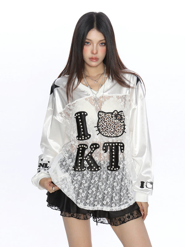 y2k-kawaii-fashion-Leopard Kitty Lace Sweatshirt-Pinky Dollz