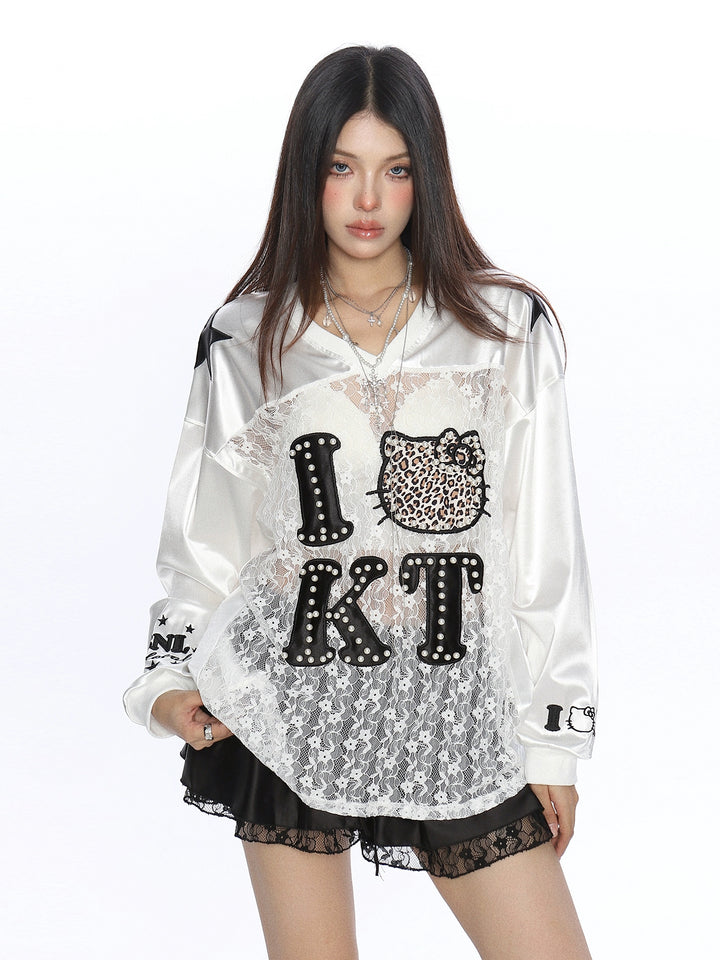y2k-kawaii-fashion-Leopard Kitty Lace Sweatshirt-Pinky Dollz