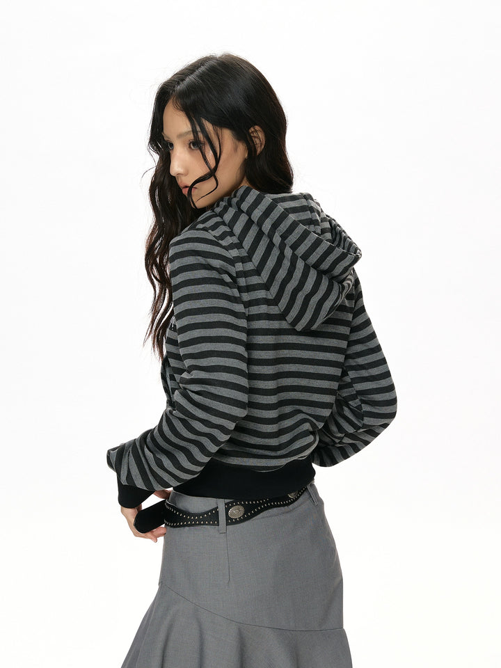 y2k-kawaii-fashion-Striped Star Hoodie-Pinky Dollz