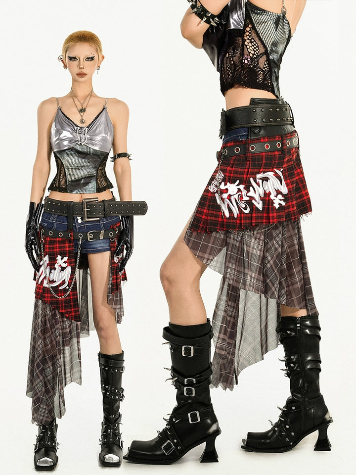 y2k-kawaii-fashion-Silver Metallic Lace Top-Pinky Dollz