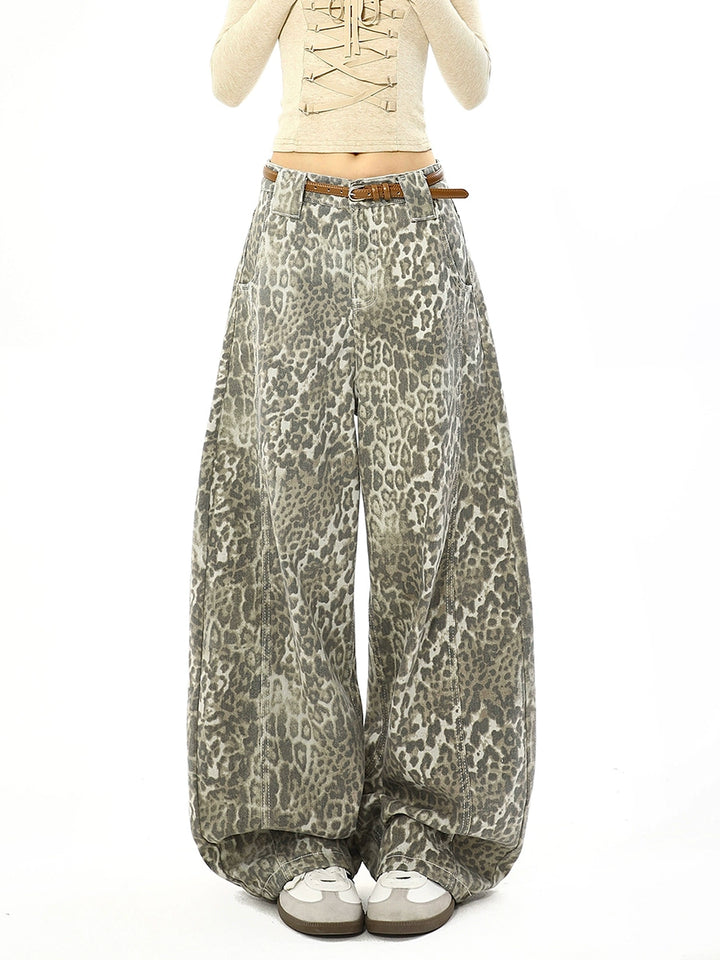 y2k-kawaii-fashion-Y2K Leopard Print Wide-Leg Jeans-Pinky Dollz