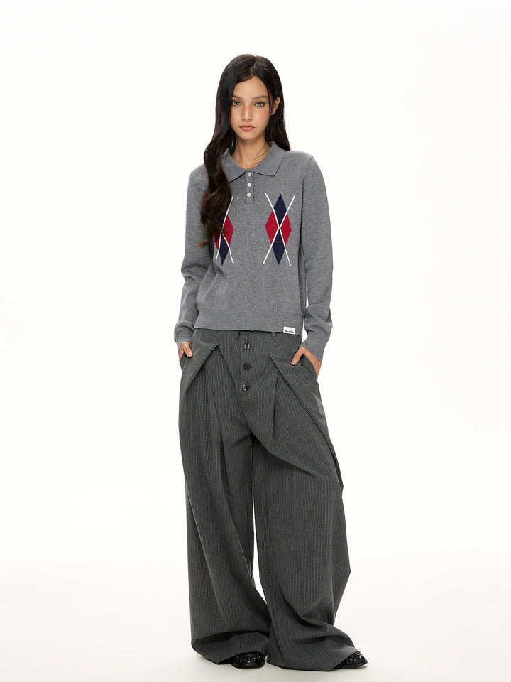 y2k-kawaii-fashion-Striped Wide-Leg Trousers-Pinky Dollz