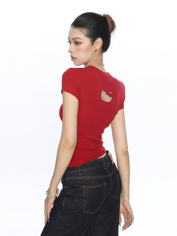 y2k-kawaii-fashion-Hello Kitty Back Cut-Out T Shirt-Pinky Dollz