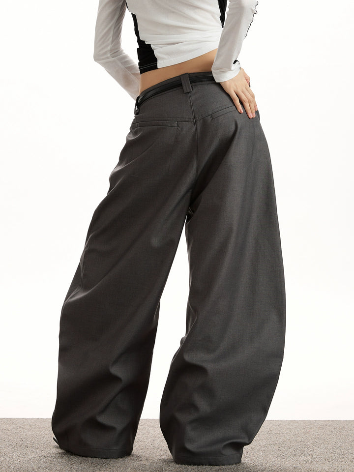 y2k-kawaii-fashion-Gray Baggy Barrel Trousers-Pinky Dollz