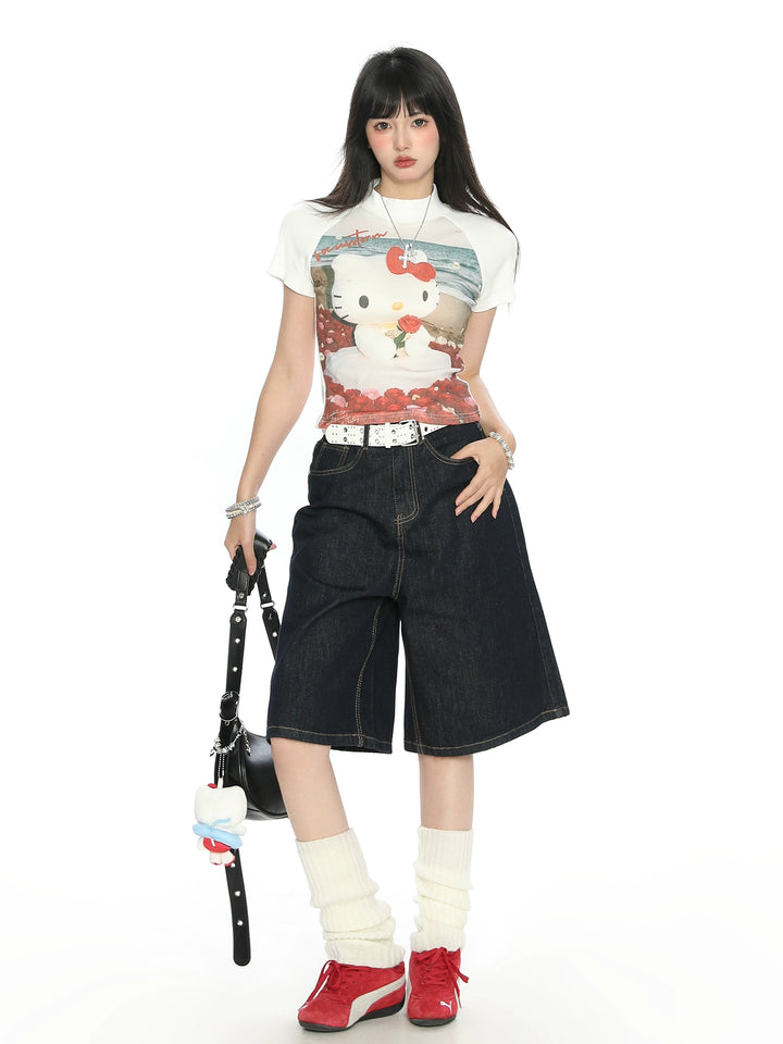 y2k-kawaii-fashion-Hello Kitty Graphic Tee-Pinky Dollz