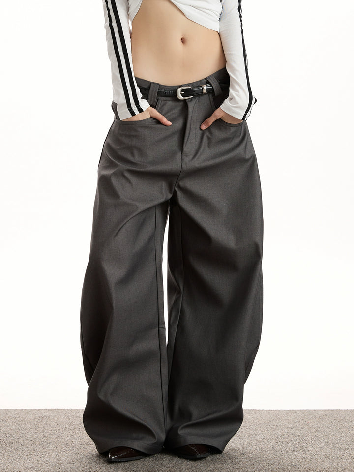 y2k-kawaii-fashion-Gray Baggy Barrel Trousers-Pinky Dollz