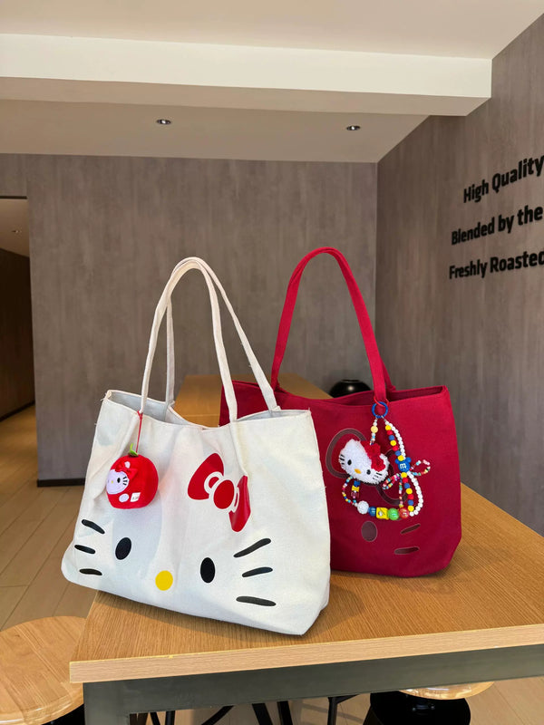 y2k-kawaii-fashion-Hello Kitty Canvas Tote Bag-Pinky Dollz