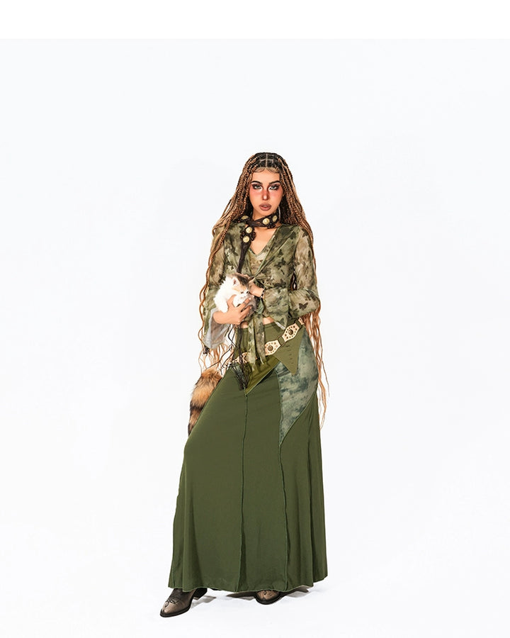 y2k-kawaii-fashion-Boho Patchwork Maxi Skirt-Pinky Dollz