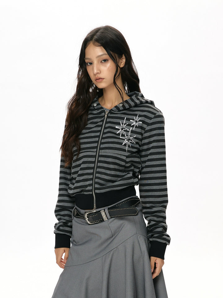 y2k-kawaii-fashion-Striped Star Hoodie-Pinky Dollz