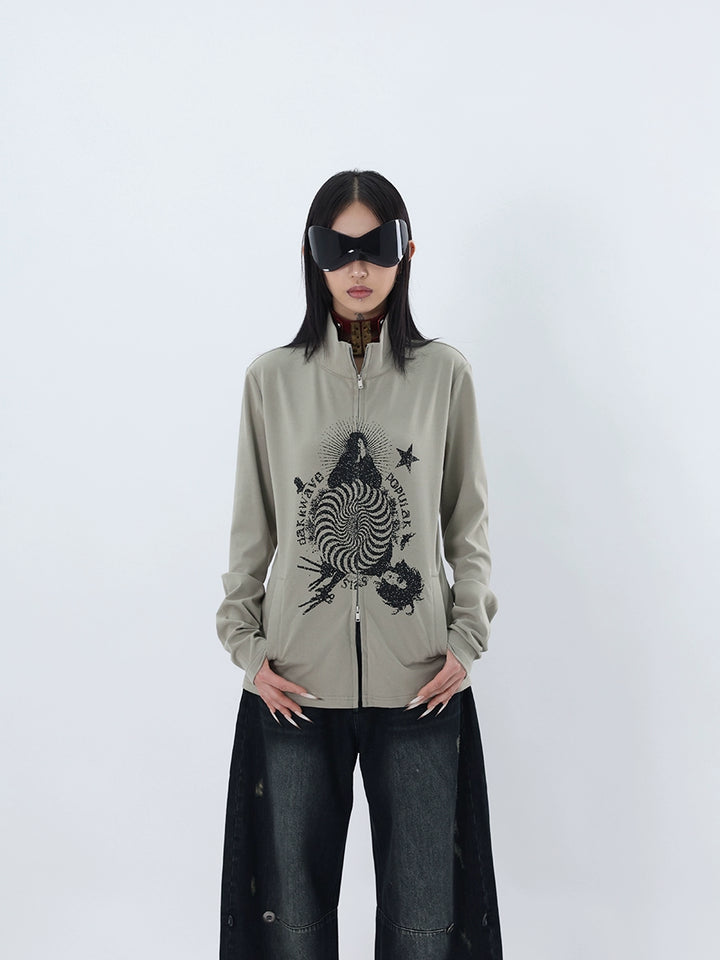 y2k-kawaii-fashion-Hypnotic Graphic Half-Zip Top-Pinky Dollz