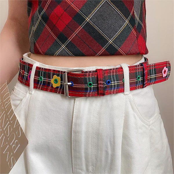 y2k-kawaii-fashion-Plaid Print Belt-Pinky Dollz