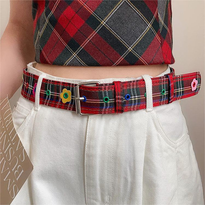 y2k-kawaii-fashion-Plaid Print Belt-Pinky Dollz