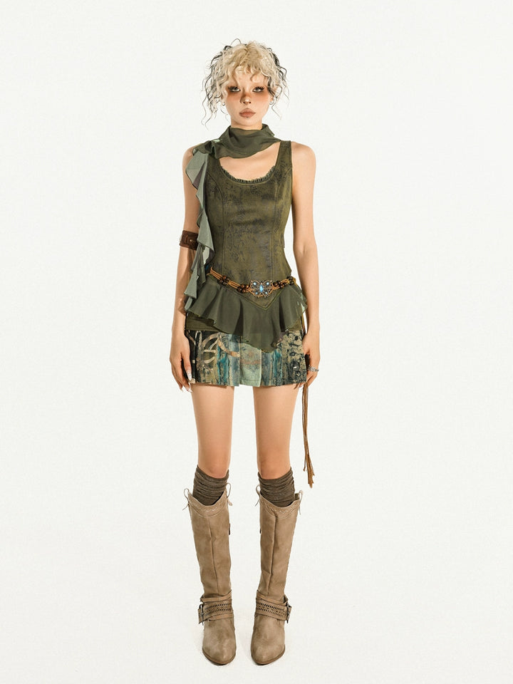 y2k-kawaii-fashion-Boho Fairycore Patchwork Mini Dress-Pinky Dollz