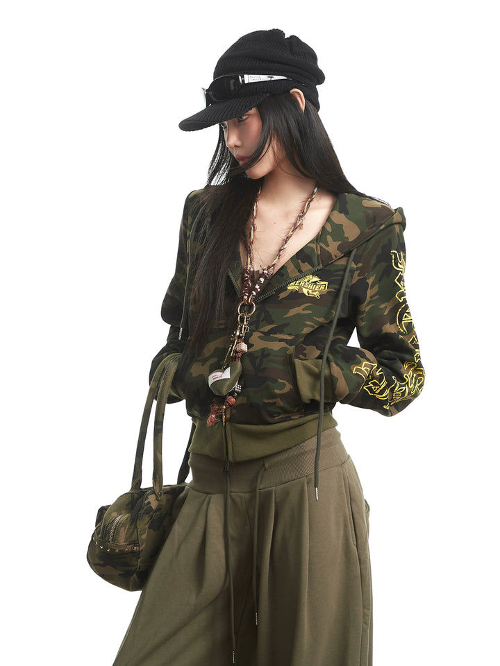 y2k-kawaii-fashion-Camo Zip Hoodie-Pinky Dollz