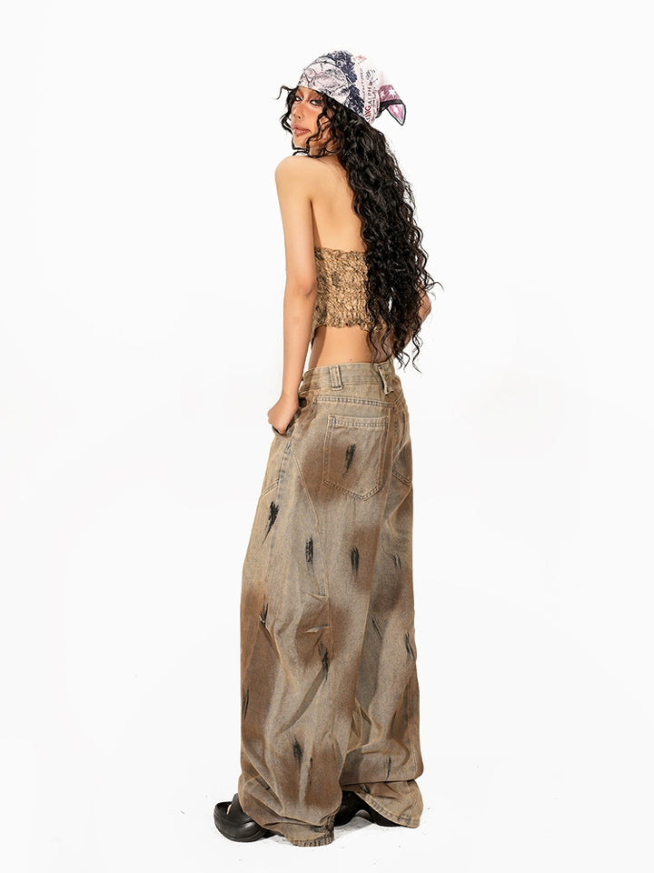 y2k-kawaii-fashion-Brown Textured Halter Top-Pinky Dollz