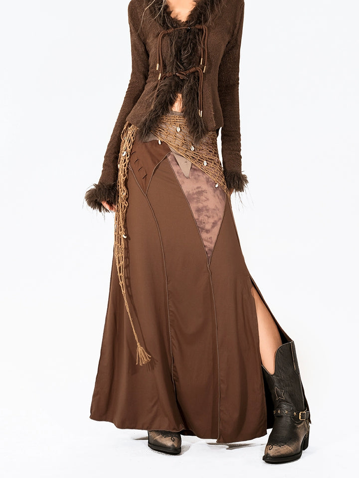 y2k-kawaii-fashion-Boho Patchwork Maxi Skirt-Pinky Dollz