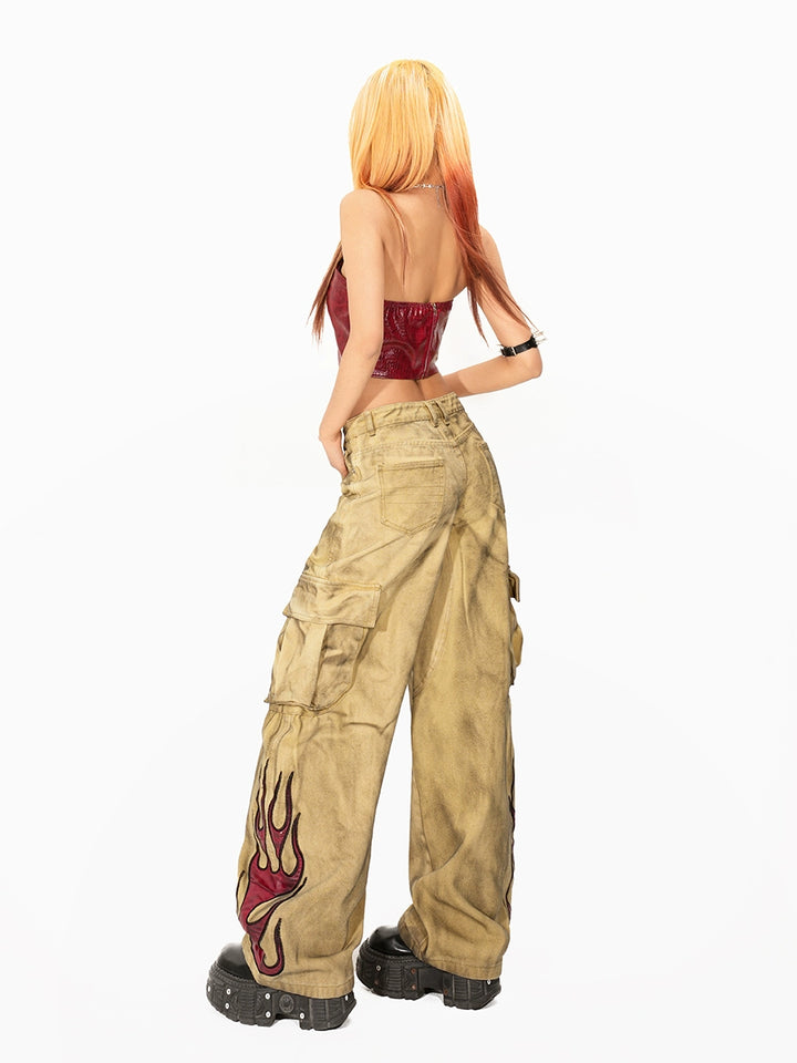 y2k-kawaii-fashion-Red Croc Strapless Corset Top-Pinky Dollz