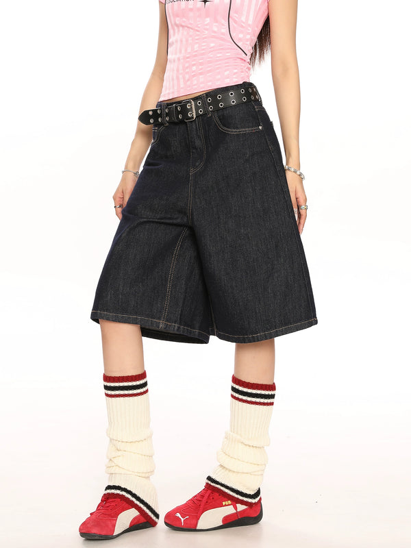 y2k-kawaii-fashion-Denim Bermuda Shorts-Pinky Dollz