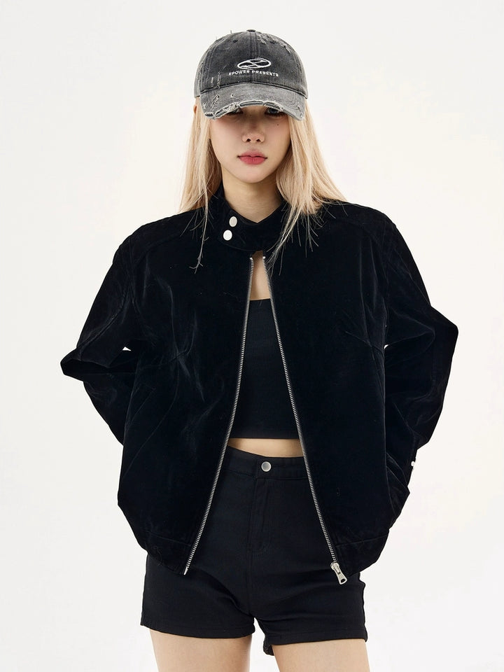 y2k-kawaii-fashion-Suede Moto Jacket-Pinky Dollz