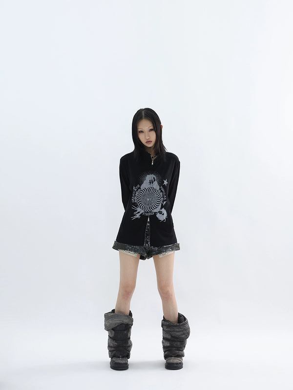 y2k-kawaii-fashion-Hypnotic Graphic Half-Zip Top-Pinky Dollz