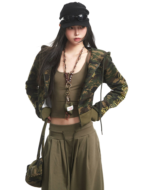 y2k-kawaii-fashion-Camo Zip Hoodie-Pinky Dollz
