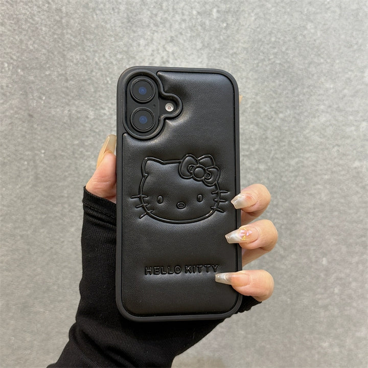 y2k-kawaii-fashion-Leather Hello Kitty Phone Case-Pinky Dollz