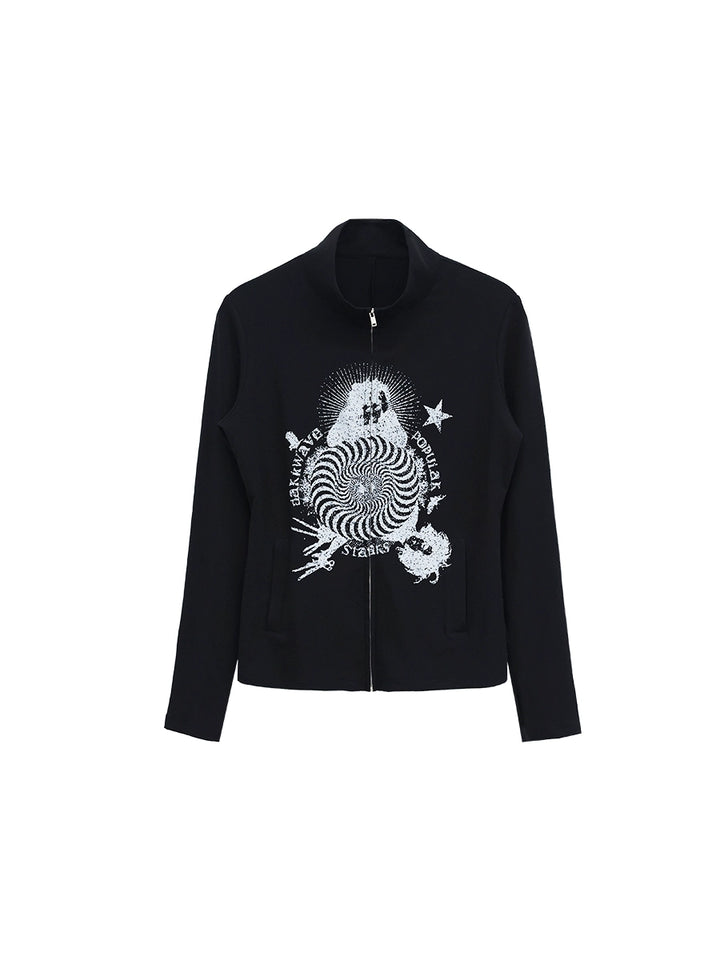 y2k-kawaii-fashion-Hypnotic Graphic Half-Zip Top-Pinky Dollz