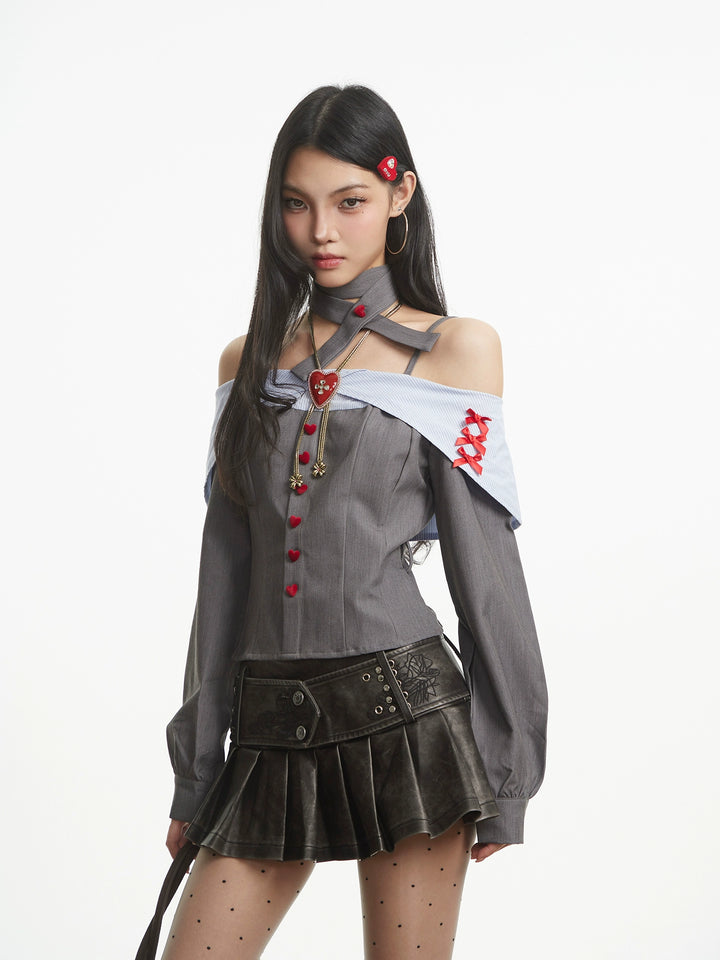 y2k-kawaii-fashion-Heartbreaker Off-Shoulder Shirt Top-Pinky Dollz