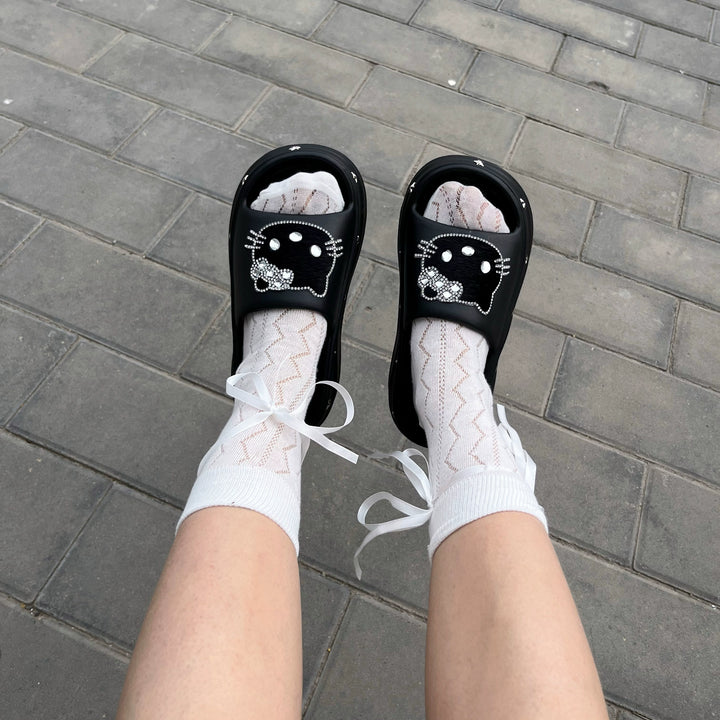 y2k-kawaii-fashion-Hello Kitty Platform Slides-Pinky Dollz