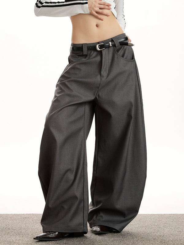 y2k-kawaii-fashion-Gray Baggy Barrel Trousers-Pinky Dollz