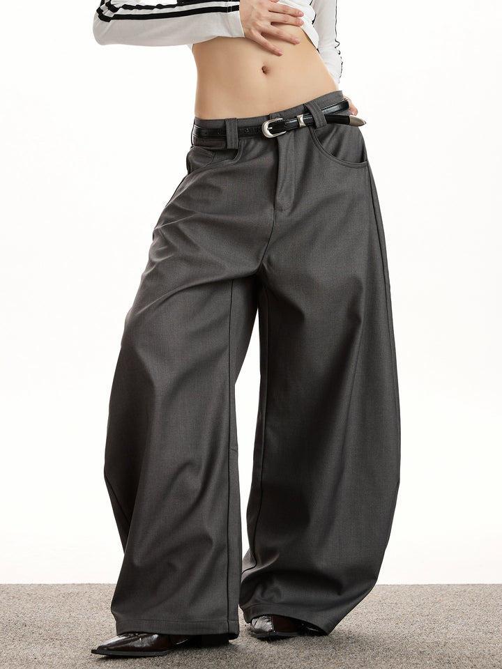 y2k-kawaii-fashion-Gray Baggy Barrel Trousers-Pinky Dollz