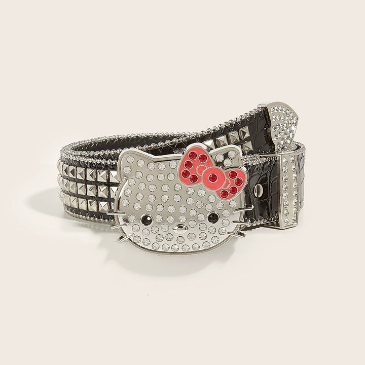 y2k-kawaii-fashion-Hello Kitty Rhinestone Stud Belt-Pinky Dollz