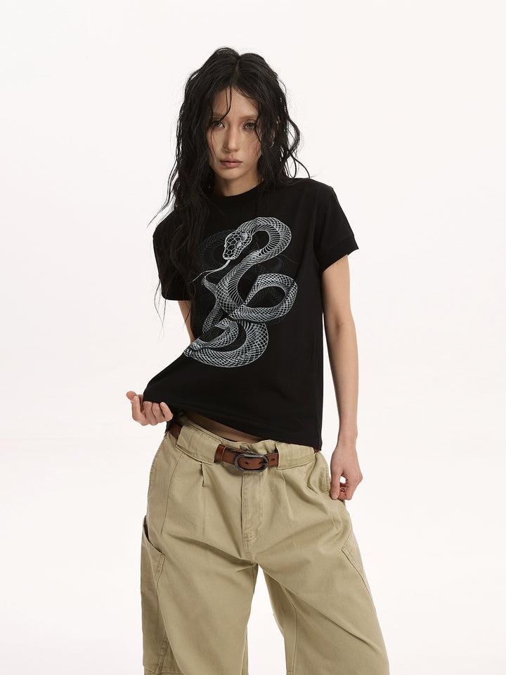 y2k-kawaii-fashion-Snake Print T Shirt-Pinky Dollz