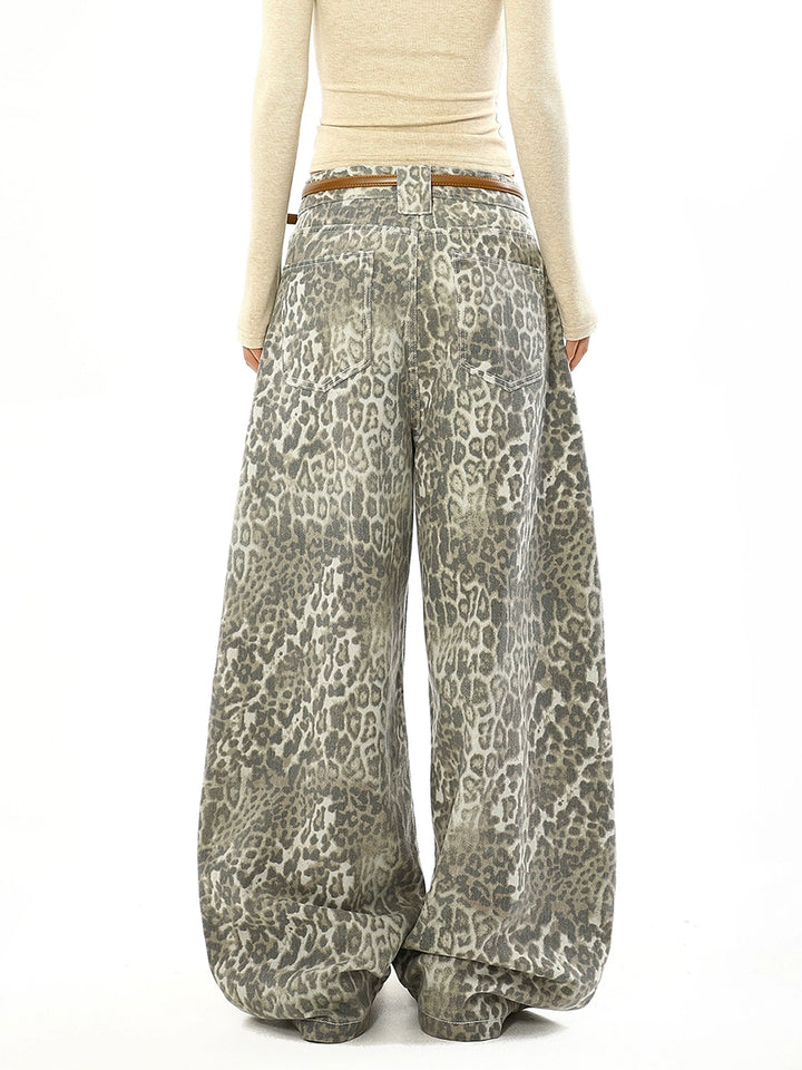 y2k-kawaii-fashion-Y2K Leopard Print Wide-Leg Jeans-Pinky Dollz
