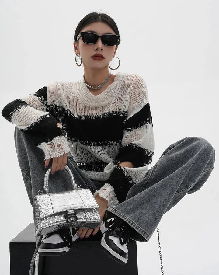 y2k-kawaii-fashion-Striped Sweater-Pinky Dollz