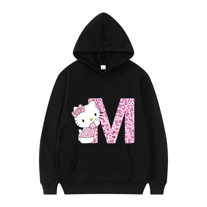 y2k-kawaii-fashion-Hello Kitty Initials Letter Hoodie-Pinky Dollz