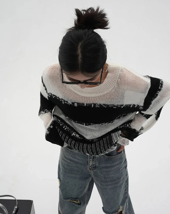 y2k-kawaii-fashion-Striped Sweater-Pinky Dollz