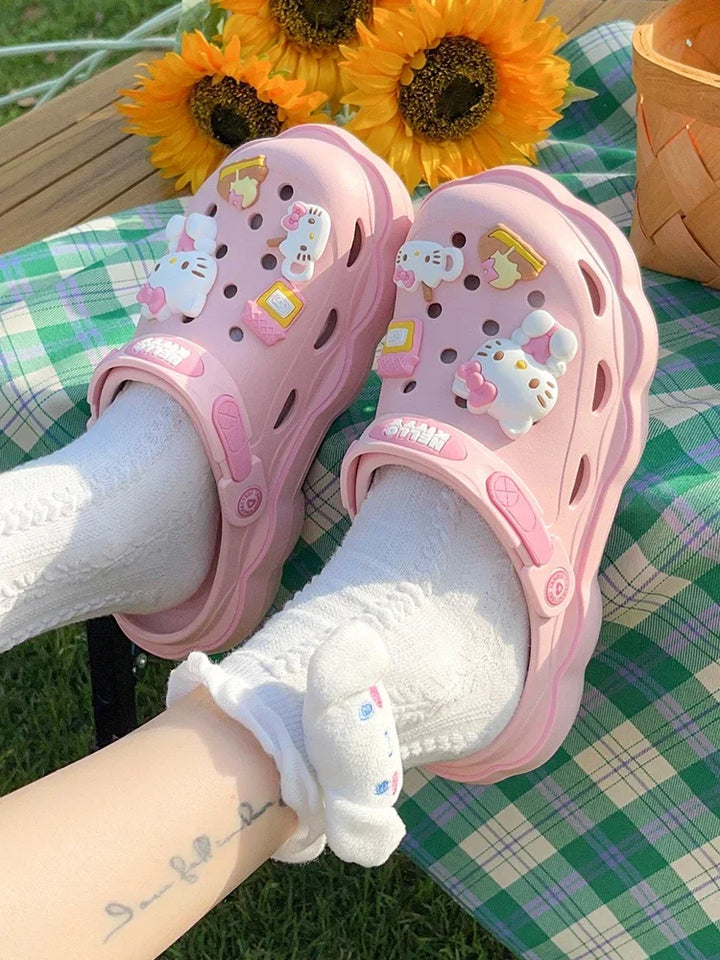 y2k-kawaii-fashion-3D Charm Sanrio Kawaii Clog Slippers-Pinky Dollz