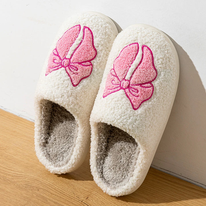 y2k-kawaii-fashion-Bow Fuzzy Slipper-Pinky Dollz