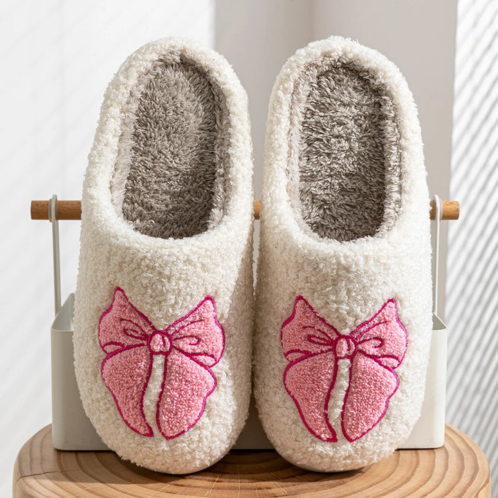 y2k-kawaii-fashion-Bow Fuzzy Slipper-Pinky Dollz