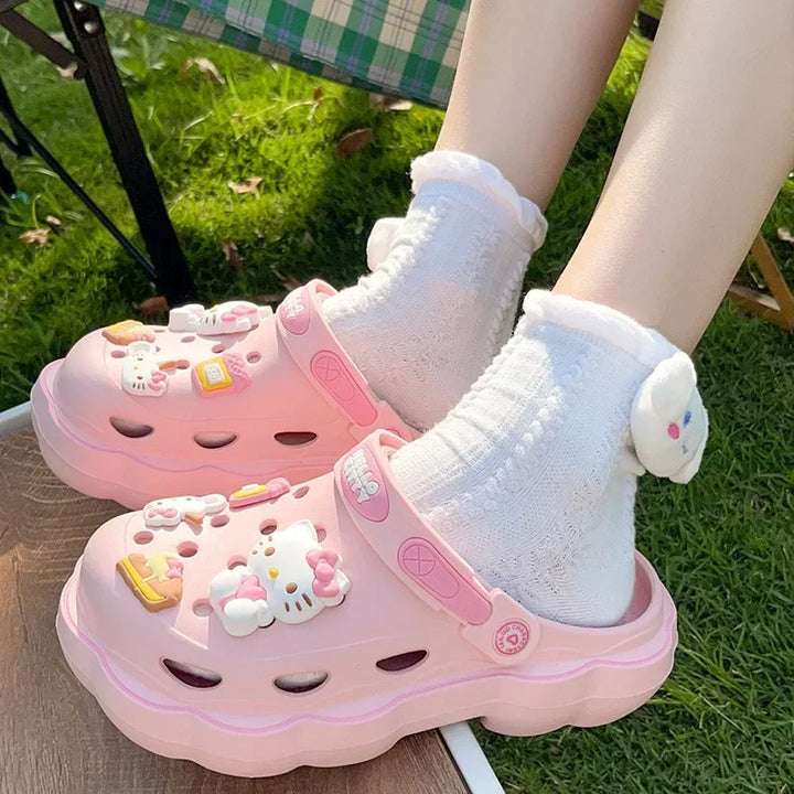 y2k-kawaii-fashion-3D Charm Sanrio Kawaii Clog Slippers-Pinky Dollz