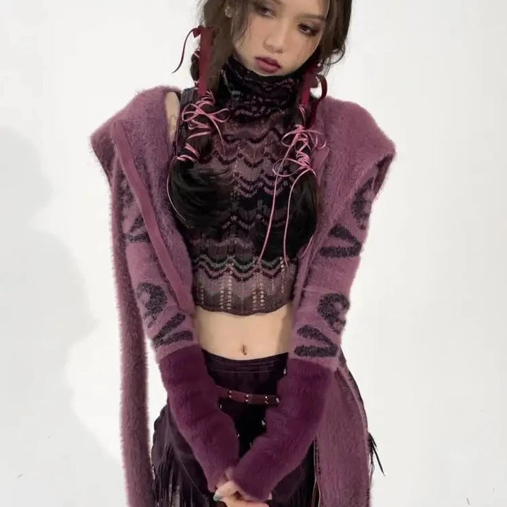 y2k-kawaii-fashion-Skull Hood Cardigan-Pinky Dollz