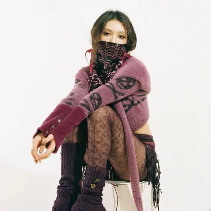 y2k-kawaii-fashion-Skull Hood Cardigan-Pinky Dollz