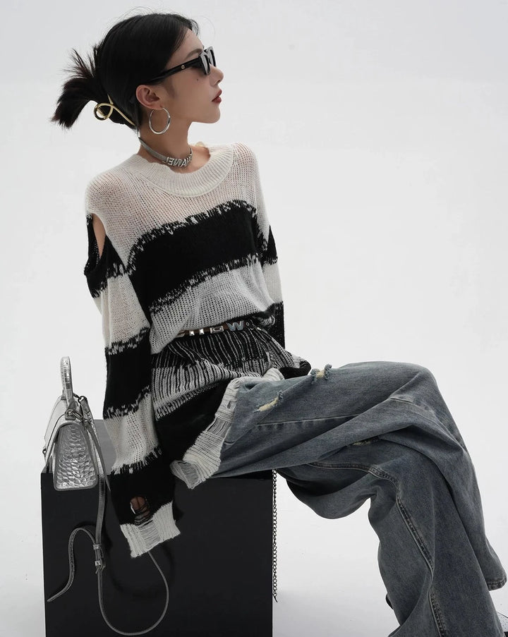 y2k-kawaii-fashion-Striped Sweater-Pinky Dollz