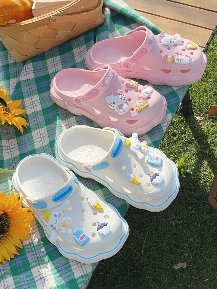 y2k-kawaii-fashion-3D Charm Sanrio Kawaii Clog Slippers-Pinky Dollz